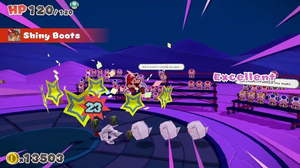 Paper Mario: The Origami King battle screenshot