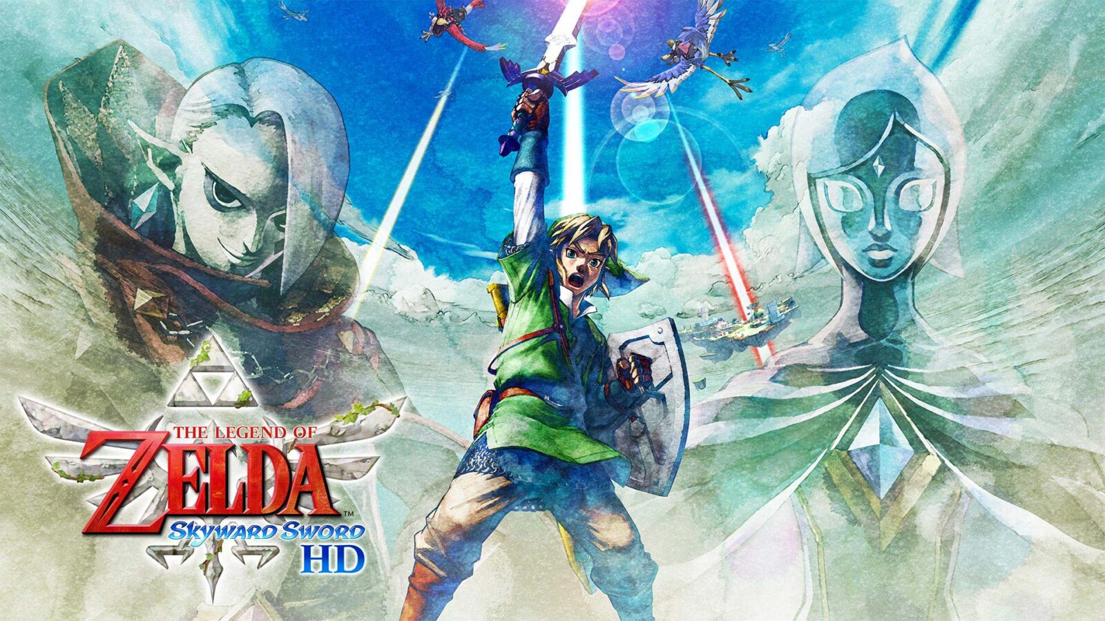 Link raising his sword skyward
